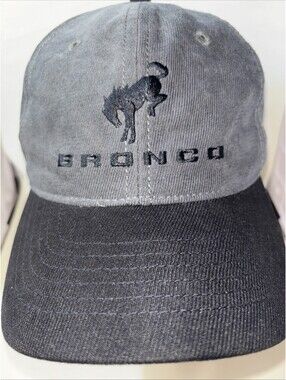 Bronco Corduroy Gray & Black Baseball Cap Hat, Adjustable Back Buckle, Clean!